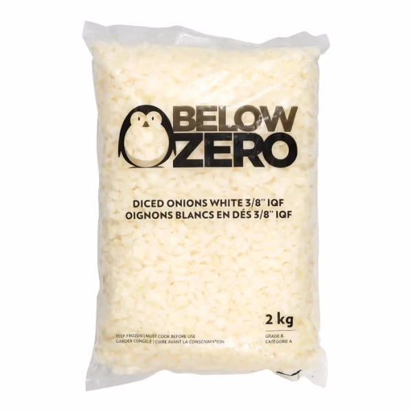 Below Zero Oignons en dés de 3/8 po, une fois apprêté